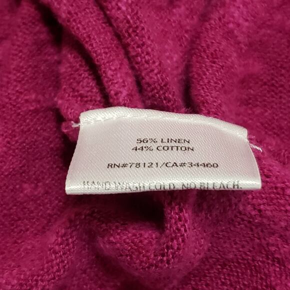Eileen Fisher Woman 2X Linen Blend Open Front Cardigan Sweater Fuschia Flowy - Picture 9 of 13